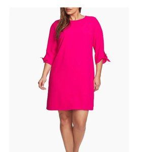 CeCe Round Neck 3/4 Tie Sleeve Shift Dress